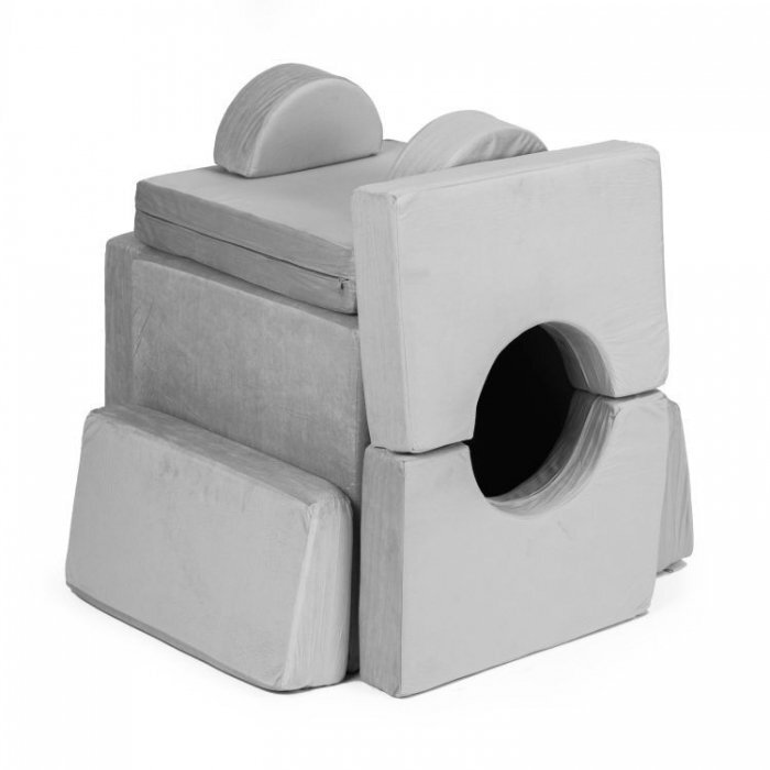 Ecotoys Canapea extensibila modulara pentru copii cu 2 locuri formata din 10 piese gri