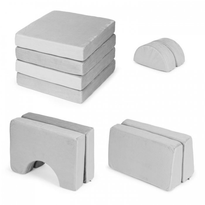 Ecotoys Canapea extensibila modulara pentru copii cu 2 locuri formata din 10 piese gri