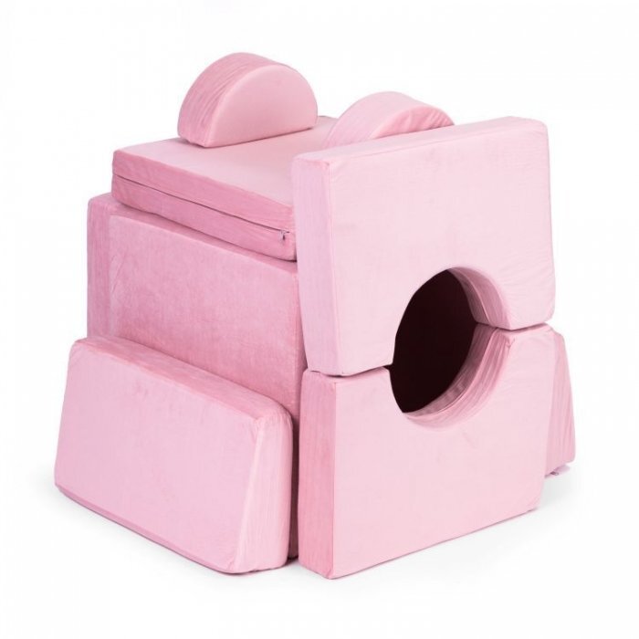 Ecotoys Canapea extensibila modulara pentru copii cu 2 locuri formata din 10 piese roz