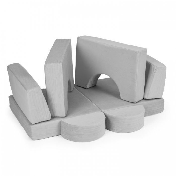 Ecotoys Canapea extensibila modulara pentru copii cu 2 locuri formata din 8 piese gri