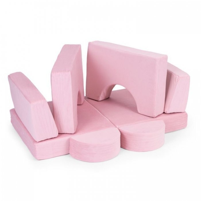 Ecotoys Canapea extensibila modulara pentru copii cu 2 locuri formata din 8 piese roz