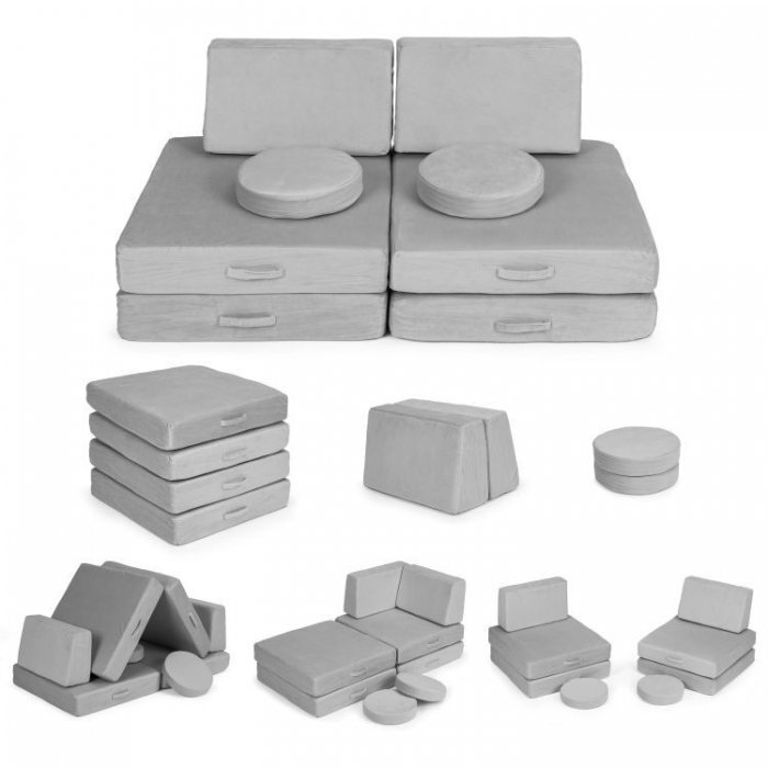 Ecotoys Canapea extensibila modulara pentru copii gri