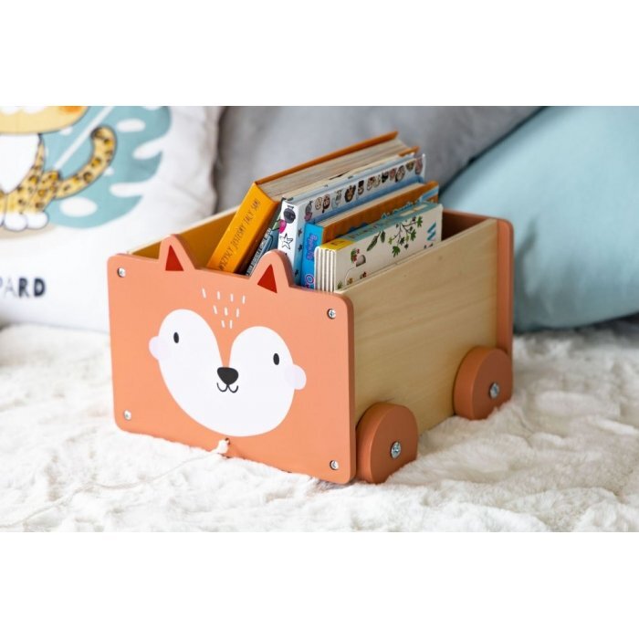 Ecotoys Carucior din lemn pentru depozitarea jucariilor 2902