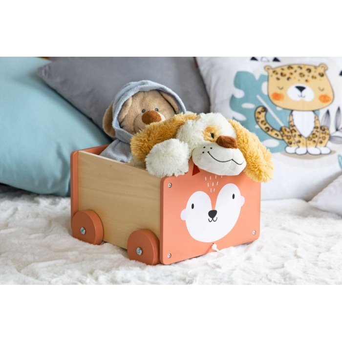 Ecotoys Carucior din lemn pentru depozitarea jucariilor 2902