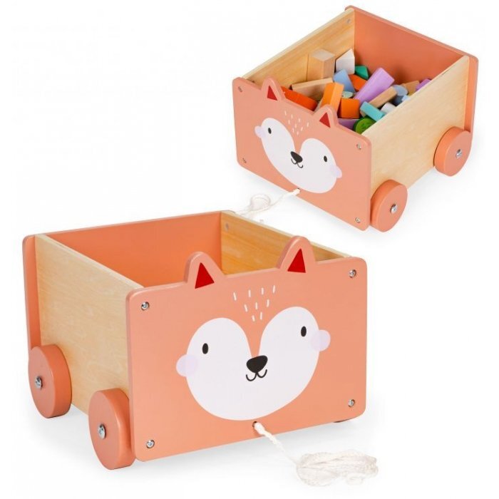Ecotoys Carucior din lemn pentru depozitarea jucariilor 2902