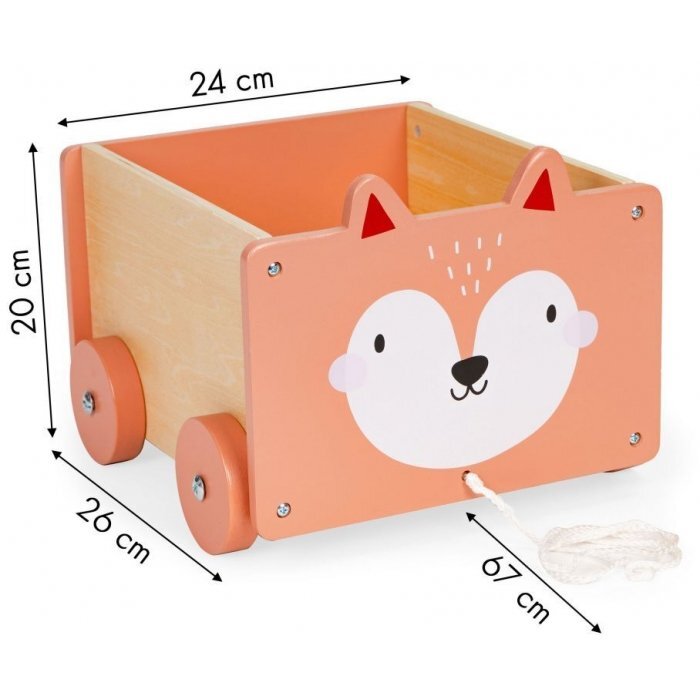 Ecotoys Carucior din lemn pentru depozitarea jucariilor 2902