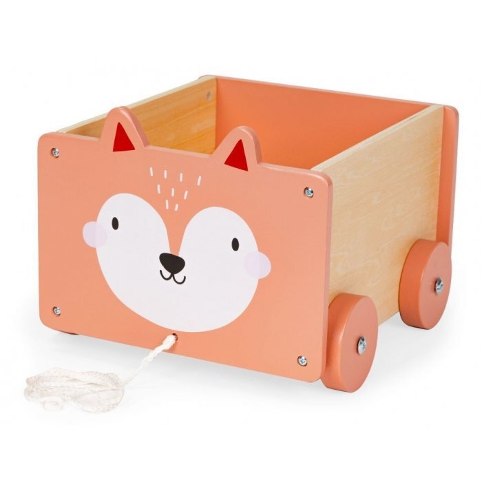 Ecotoys Carucior din lemn pentru depozitarea jucariilor 2902