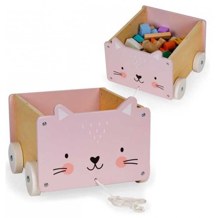 Ecotoys Carucior din lemn pentru depozitarea jucariilor 2904