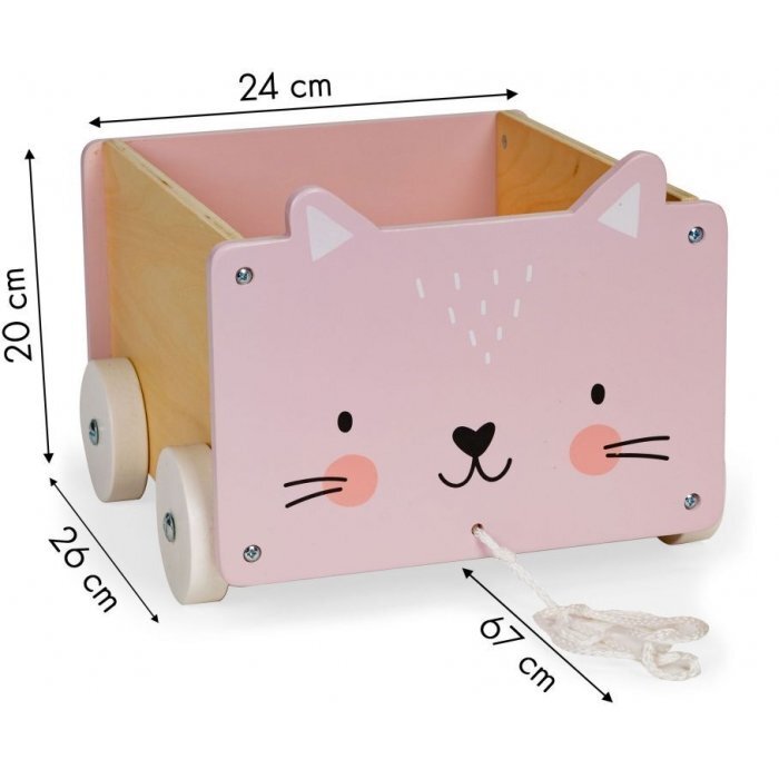 Ecotoys Carucior din lemn pentru depozitarea jucariilor 2904