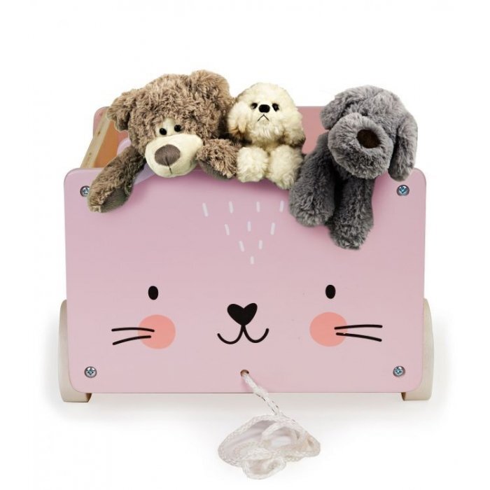 Ecotoys Carucior din lemn pentru depozitarea jucariilor 2904
