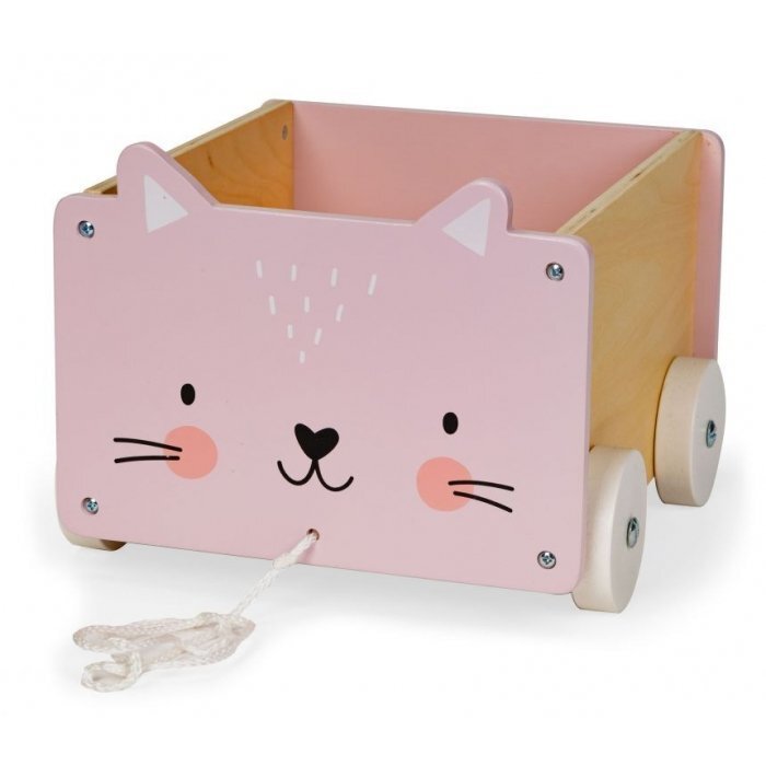Ecotoys Carucior din lemn pentru depozitarea jucariilor 2904