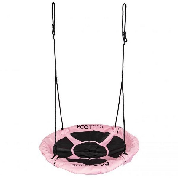 Ecotoys Leagan pentru copii BOC100 cuib de barza cadru din otel galvanizat roz cu negru
