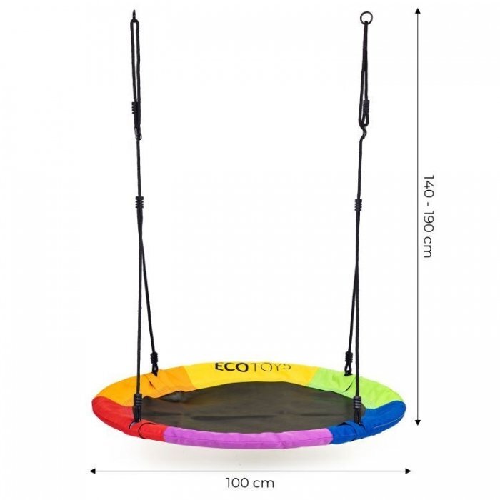 Ecotoys Leagan pentru copii cuib de barza cu cadru din otel galvanizat multicolor