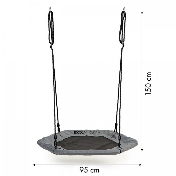 Ecotoys Leagan pentru copii hexagonal tip cuib de barza suspendat MIR6023 gri