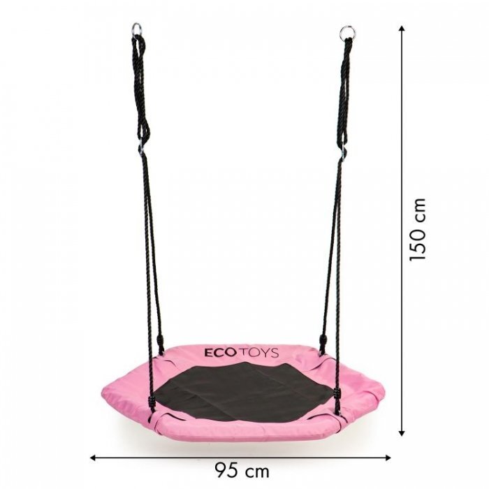 Ecotoys Leagan pentru copii hexagonal tip cuib de barza suspendat MIR6023 roz