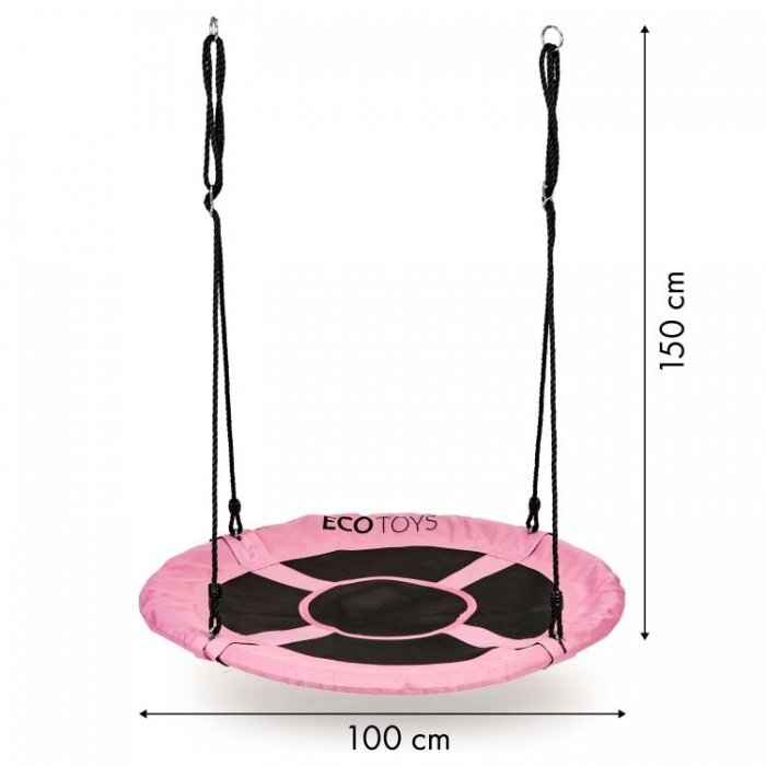 Ecotoys Leagan pentru copii rotund tip cuib de barza suspendat 100 cm MIR6001 roz