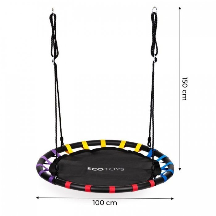 Ecotoys Leagan pentru copii rotund tip cuib de barza suspendat 100 cm MIR6300-1 negru