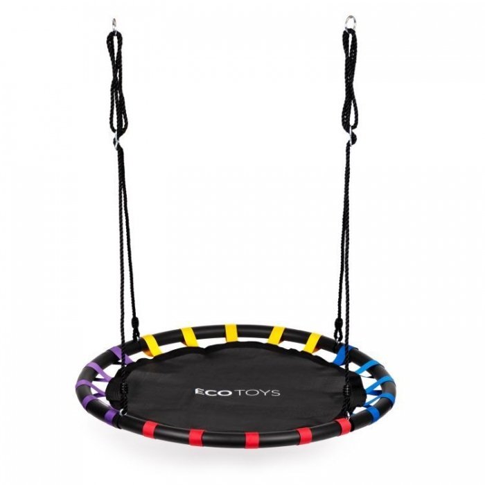 Ecotoys Leagan pentru copii rotund tip cuib de barza suspendat 100 cm MIR6300-1 negru