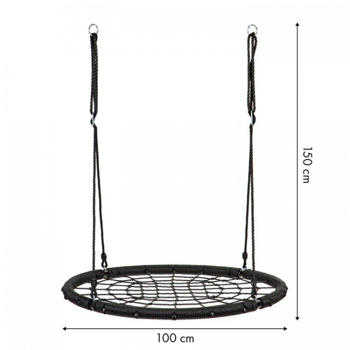 Ecotoys Leagan pentru copii rotund tip cuib de barza suspendat 100 cm MIR8015 negru