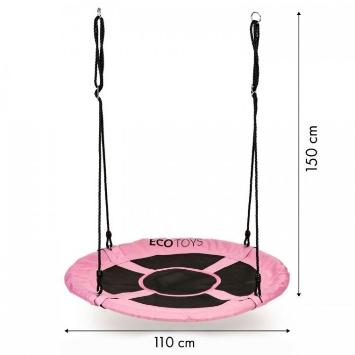 Ecotoys Leagan pentru copii rotund tip cuib de barza suspendat 110 cm MIR6001 roz