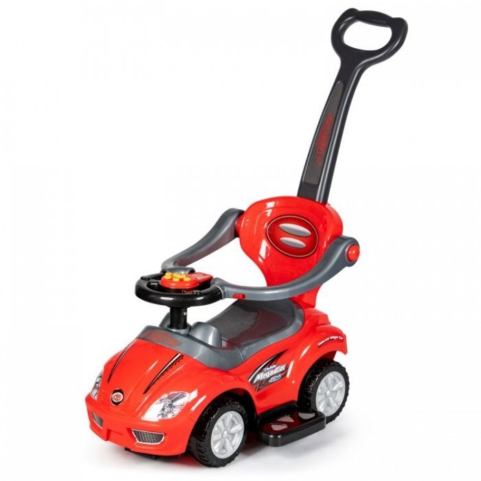 Ecotoys Masinuta copii de impins 382 rosu 3 in 1 cu maner si bara de protectie detasabile suport pentru picioare spatiu depozitare sub scaun pentru copii intre 1 si 3 ani
