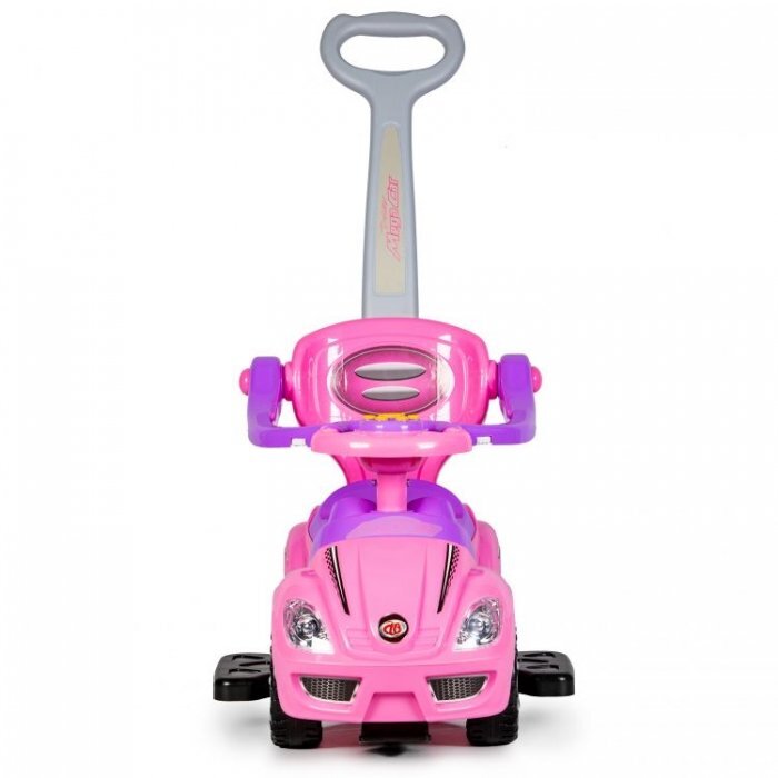Ecotoys Masinuta copii de impins 382 roz 3 in 1 cu maner si bara de protectie detasabile suport pentru picioare spatiu depozitare sub scaun pentru copii intre 1 si 3 ani