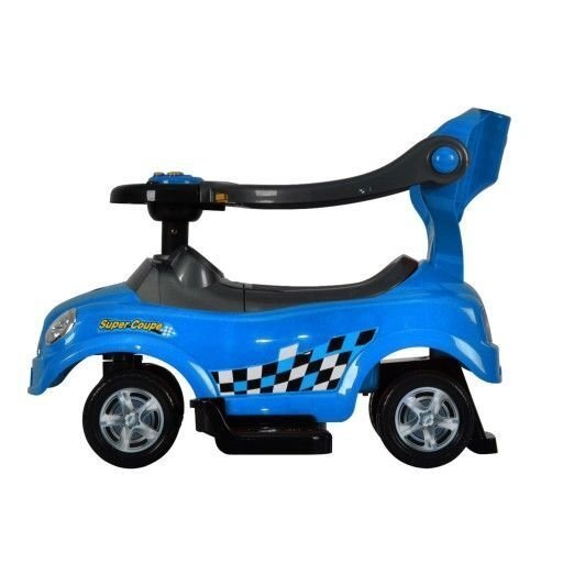 Ecotoys Masinuta copii de impins Mini Cooper 321 albastru cu maner de impins detasabil suport pentru picioare bara de protectie panou muzical recomandata copiilor cu varsta cuprinsa intre 1 si 3 ani