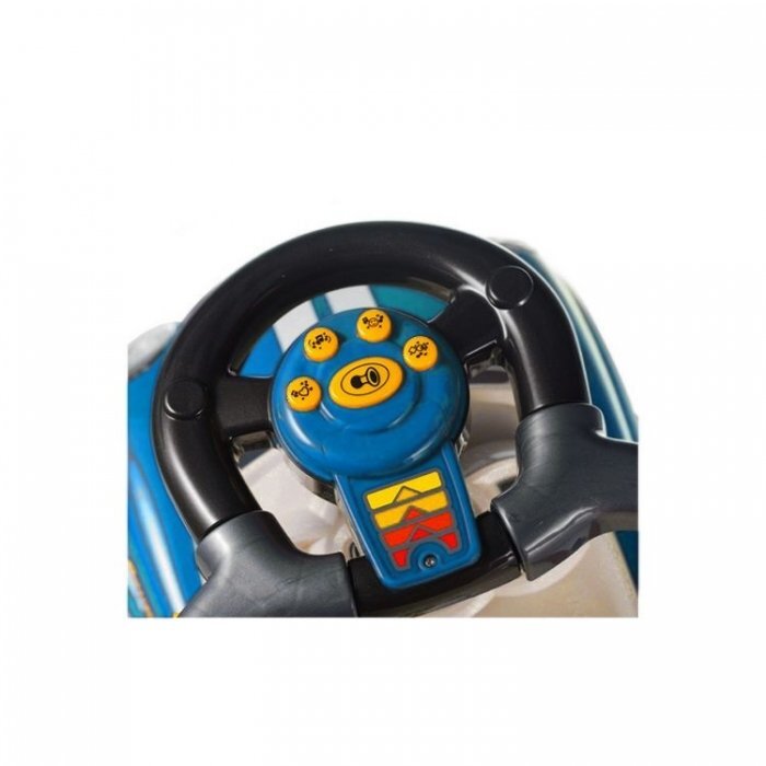 Ecotoys Masinuta copii de impins Mini Cooper 321 albastru cu maner de impins detasabil suport pentru picioare bara de protectie panou muzical recomandata copiilor cu varsta cuprinsa intre 1 si 3 ani