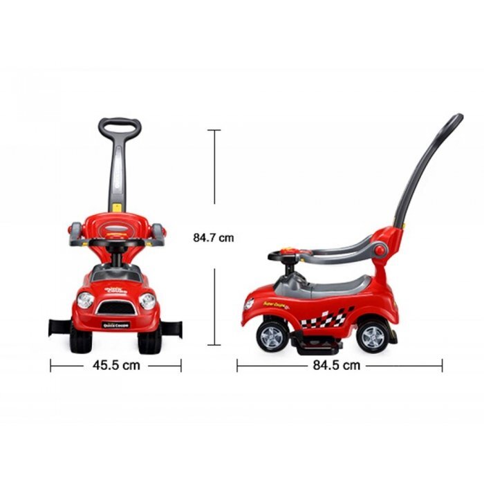Ecotoys Masinuta copii de impins Mini Cooper 321 rosu cu maner de impins detasabil suport pentru picioare bara de protectie panou muzical recomandata copiilor cu varsta cuprinsa intre 1 si 3 ani