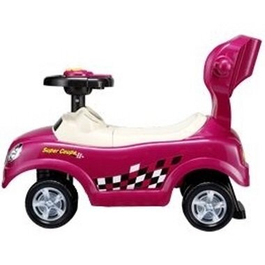 Ecotoys Masinuta de impins Mini Cooper 321 roz cu maner de impins detasabil suport pentru picioare bara de protectie panou muzical recomandata copiilor cu varsta cuprinsa intre 1 si 3 ani