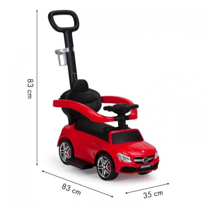 Ecotoys Masinuta pentru copii de impins Mercedes 639 Rosu cu maner pentru a putea fi controlata si impinsa de catre parinte bara de protectie detasabila suport pentru picioare volan cu sunete