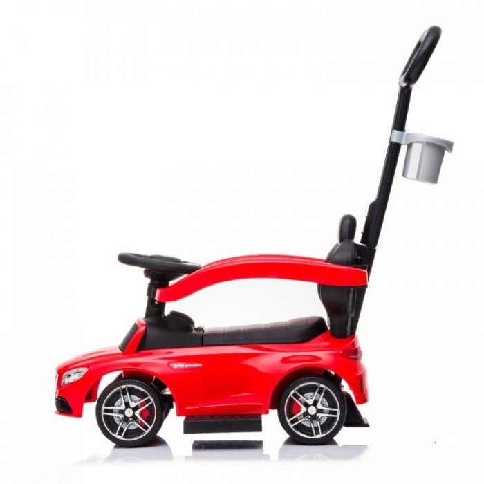 Ecotoys Masinuta pentru copii de impins Mercedes 639 Rosu cu maner pentru a putea fi controlata si impinsa de catre parinte bara de protectie detasabila suport pentru picioare volan cu sunete
