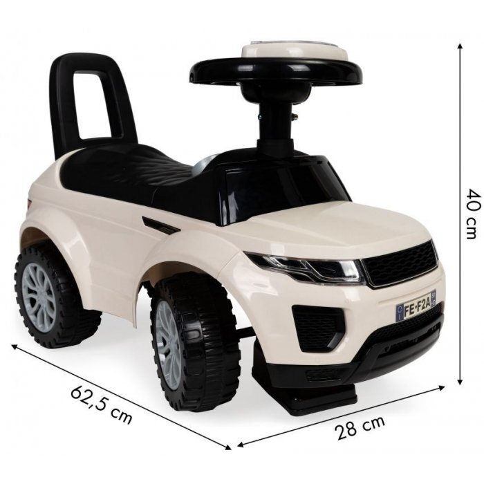 Ecotoys Masinuta pentru copii fara pedale 613W alb spatar cu functie de impingere spatiu pentru depozitarea jucariilor volan cu melodii si claxon potrivita copiilor de la 1 an