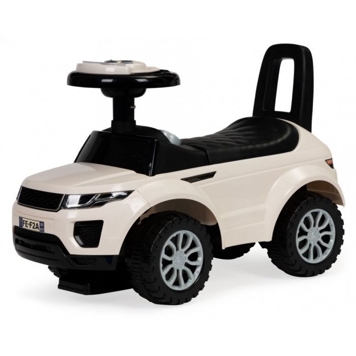 Ecotoys Masinuta pentru copii fara pedale 613W alb spatar cu functie de impingere spatiu pentru depozitarea jucariilor volan cu melodii si claxon potrivita copiilor de la 1 an