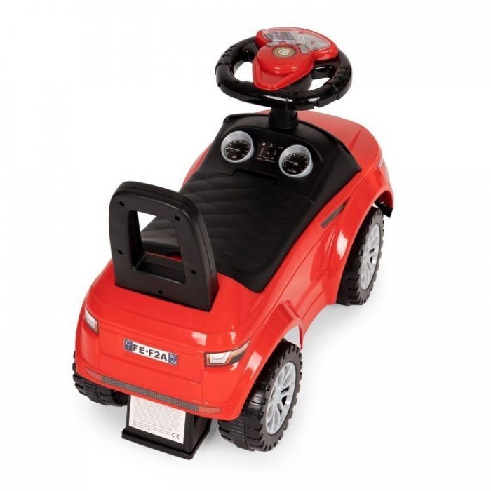 Ecotoys Masinuta pentru copii fara pedale 613W rosu spatar cu functie de impingere spatiu pentru depozitarea jucariilor volan cu melodii si claxon potrivita copiilor de la 1 an
