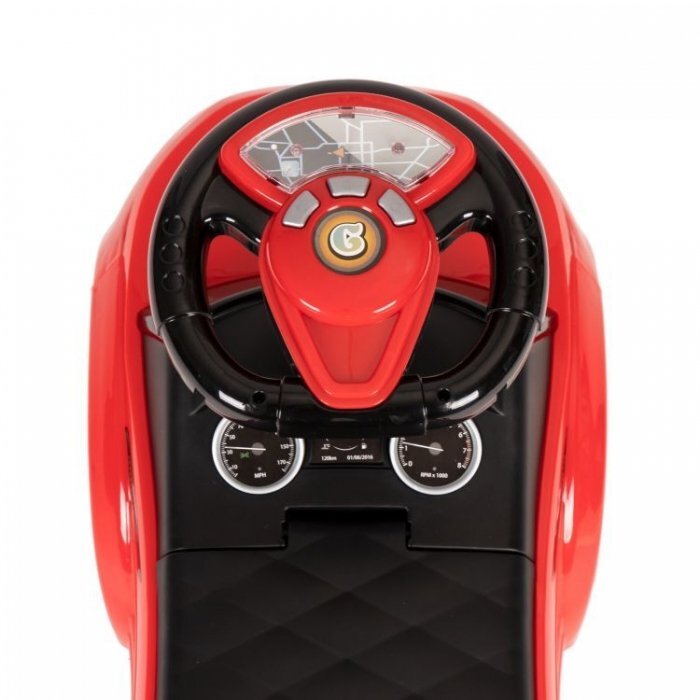 Ecotoys Masinuta pentru copii fara pedale 613W rosu spatar cu functie de impingere spatiu pentru depozitarea jucariilor volan cu melodii si claxon potrivita copiilor de la 1 an