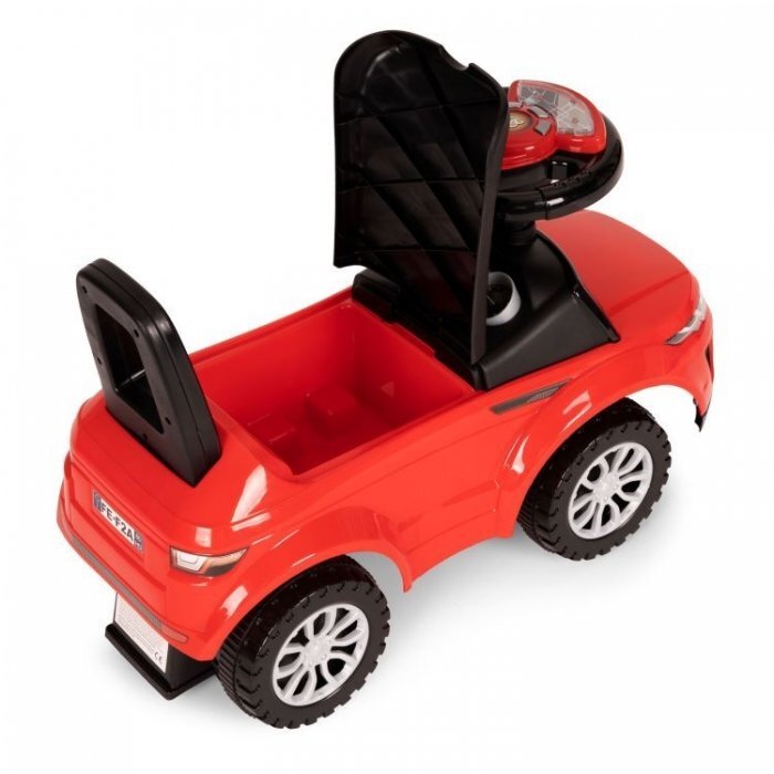 Ecotoys Masinuta pentru copii fara pedale 613W rosu spatar cu functie de impingere spatiu pentru depozitarea jucariilor volan cu melodii si claxon potrivita copiilor de la 1 an