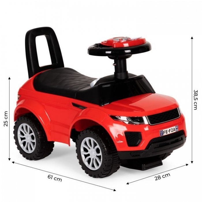 Ecotoys Masinuta pentru copii fara pedale 613W rosu spatar cu functie de impingere spatiu pentru depozitarea jucariilor volan cu melodii si claxon potrivita copiilor de la 1 an