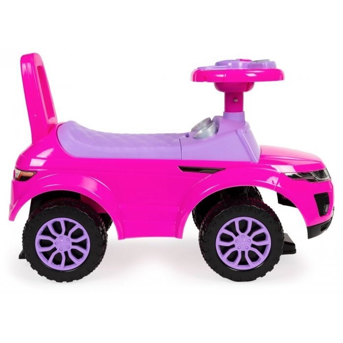 Ecotoys Masinuta pentru copii fara pedale 613W roz spatar cu functie de impingere spatiu pentru depozitarea jucariilor volan cu melodii si claxon potrivita copiilor de la 1 an