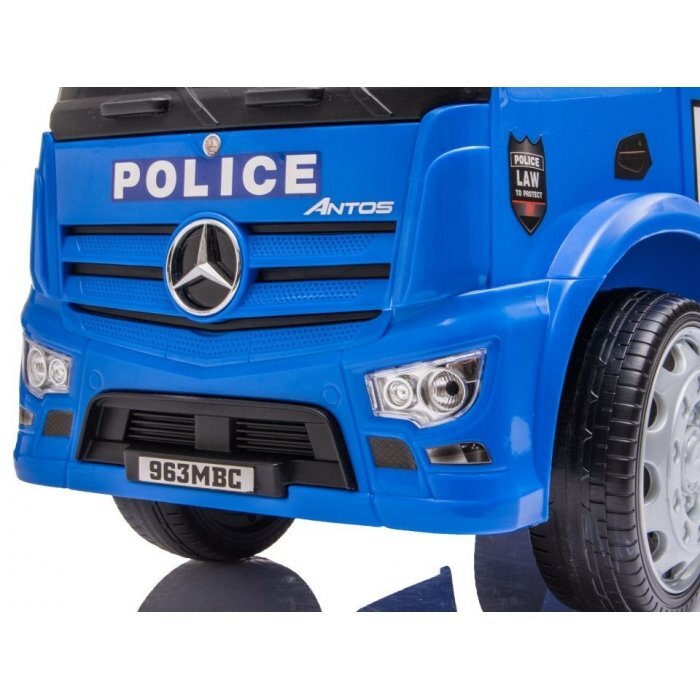 Ecotoys Masinuta pentru copii fara pedale Mercedes Politie Albastru cu led protectie anti-rasturnare compartiment de depozitare greutate maxim admisa 25 kg recomandata copiilor de la 1 an