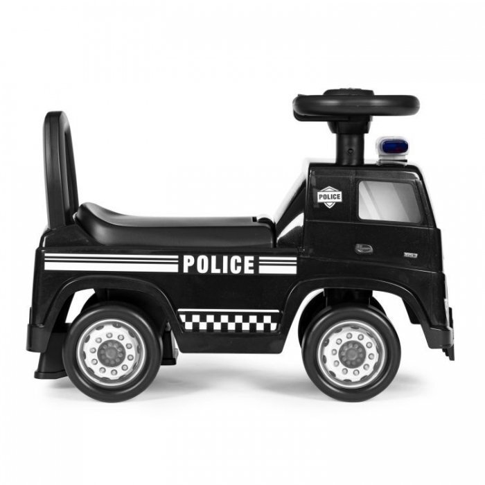 Ecotoys Masinuta pentru copii fara pedale Mercedes Politie negru de la 2 ani pana la greutatea maxim admisa de 23 kg protectie anti-rasturnare spatiu de depozitare sub scaun