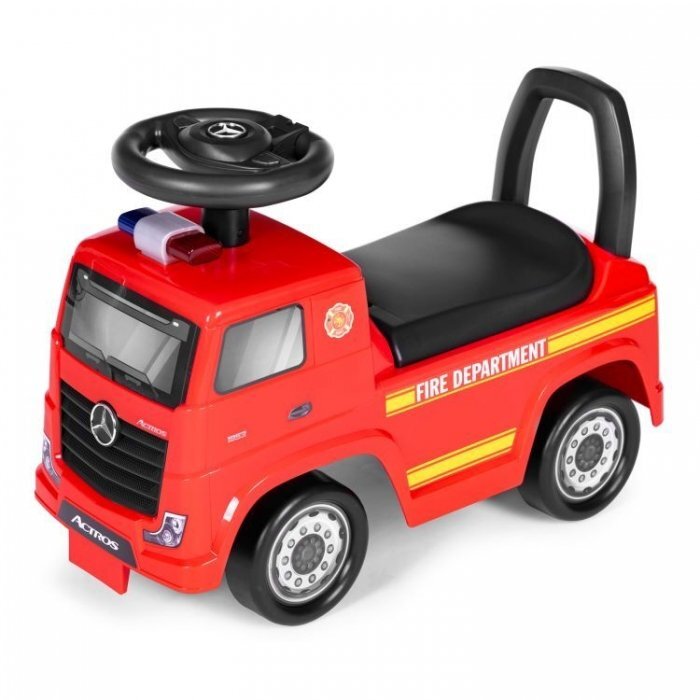 Ecotoys Masinuta pentru copii fara pedale Mercedes Pompieri rosu de la 2 ani spatar cu posibilitatea de impingere compartiment de depozitare sub scaun greutate maxima admisa 23 kg