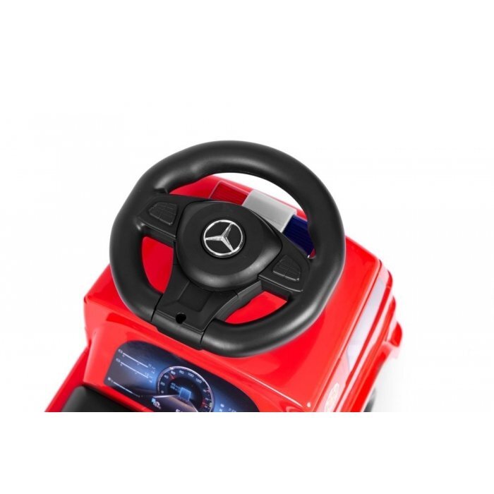 Ecotoys Masinuta pentru copii fara pedale Mercedes Pompieri rosu de la 2 ani spatar cu posibilitatea de impingere compartiment de depozitare sub scaun greutate maxima admisa 23 kg