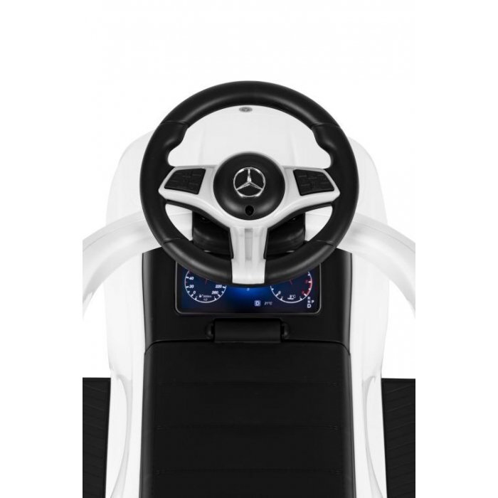 Ecotoys Masinuta pentru copii Mercedes C Class Alb cu maner de impins volan interactiv cu sunete varsta 1-3 ani
