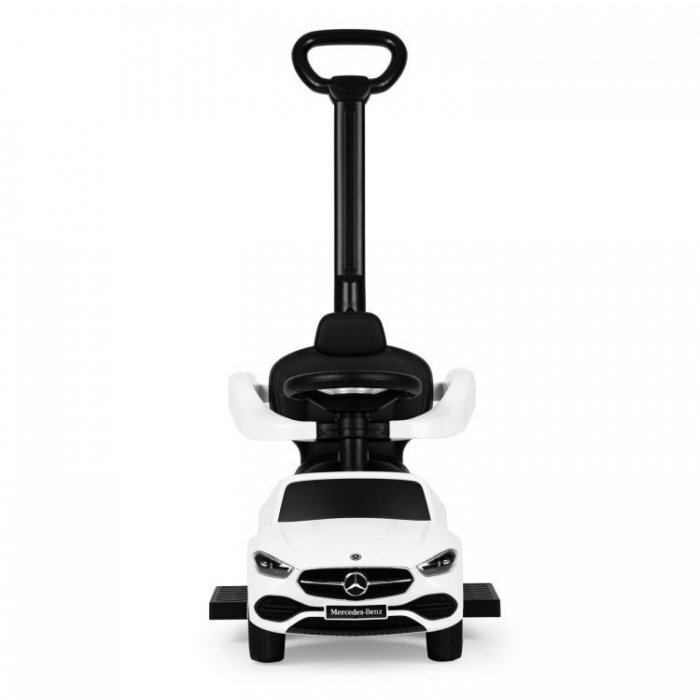 Ecotoys Masinuta pentru copii Mercedes C Class Alb cu maner de impins volan interactiv cu sunete varsta 1-3 ani