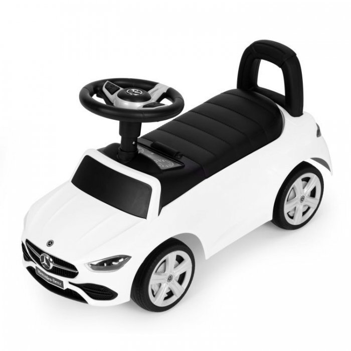Ecotoys Masinuta pentru copii Mercedes C Class Alb fara pedale volan interactiv cu sunete varsta 1-3 ani