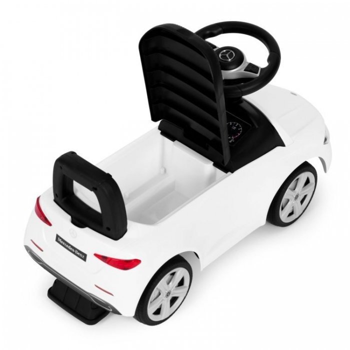 Ecotoys Masinuta pentru copii Mercedes C Class Alb fara pedale volan interactiv cu sunete varsta 1-3 ani