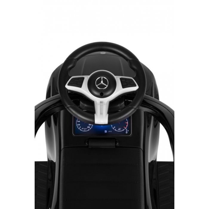 Ecotoys Masinuta pentru copii Mercedes C Class Negru cu maner de impins volan interactiv cu sunete varsta 1-3 ani