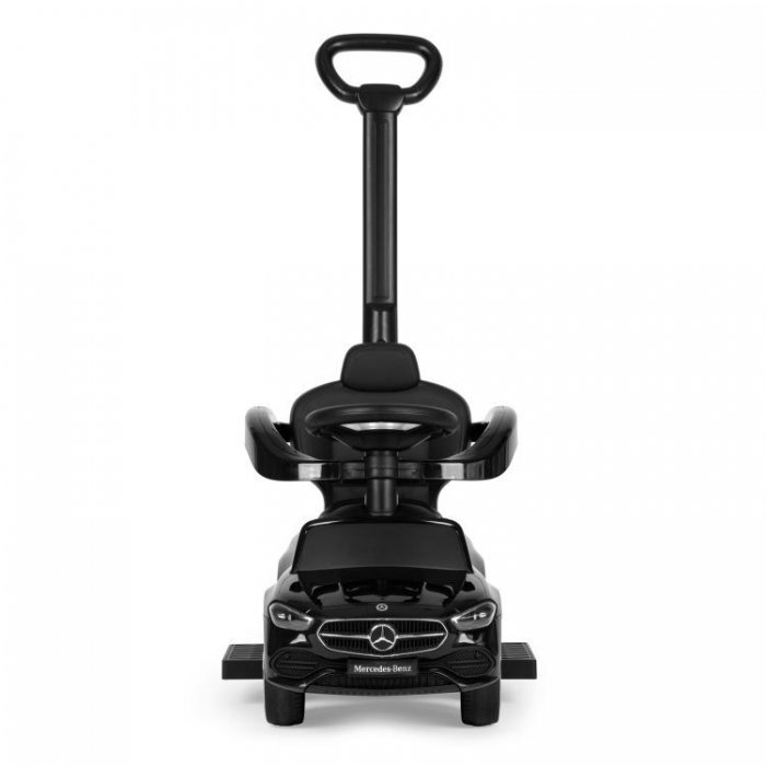 Ecotoys Masinuta pentru copii Mercedes C Class Negru cu maner de impins volan interactiv cu sunete varsta 1-3 ani