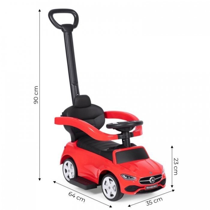 Ecotoys Masinuta pentru copii Mercedes C Class Rosu cu maner de impins volan interactiv cu sunete varsta 1-3 ani